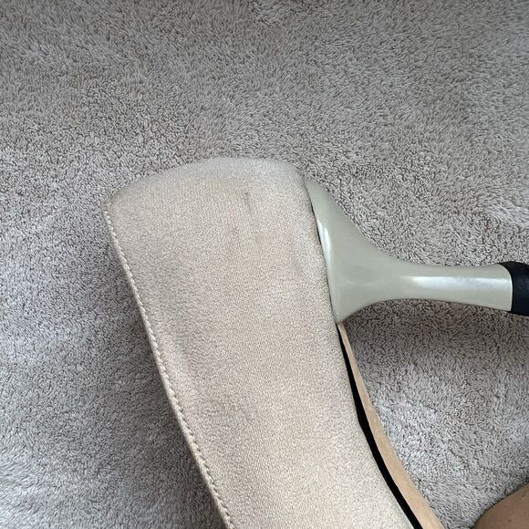 VanEli Wheat Taffeta With Gold Patent Leather Bow Heel Pump Women 7 M Classic - Picture 6 of 15